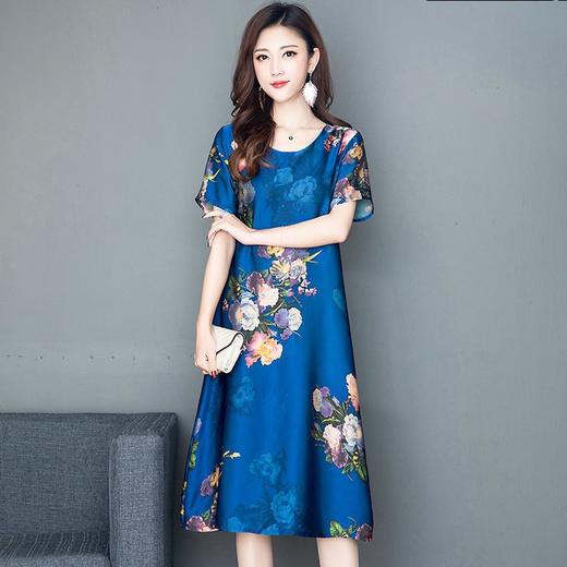 MQ-JYH217夏季气质中长款短袖遮肚子香云纱连衣裙YY 商品图2