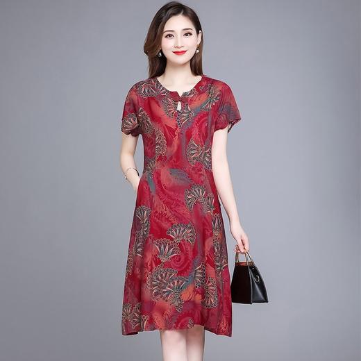 MQ-XFR2688夏季新款显瘦大码绵绸印花连衣裙YY 商品图2