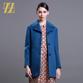 佐尔美新品女装中长款修身单排扣羊毛大衣毛呢外套E54ZD32