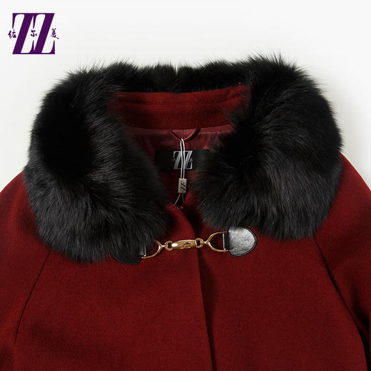 佐尔美女装中袖羊毛大衣短款毛大毛领毛呢外套女E54ZH29 商品图1