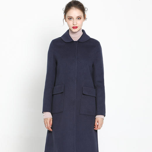 佐尔美ZZ 新品反季经典纯色简约中长款女士羊毛双面呢大衣E74SM26 商品图1
