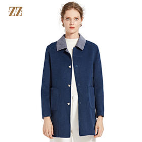 佐尔美新品秋冬新品 中老年简约时尚羊毛双面呢大衣E84SM11