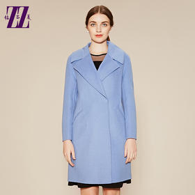 佐尔美冬季女装双面羊毛大衣女中长款西装领毛呢外套E64SM10