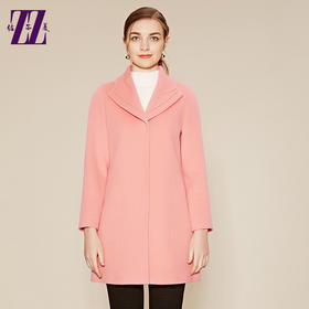 佐尔美春秋新款女装毛呢外套女中长款西装领修身呢大衣女E64ZZ36