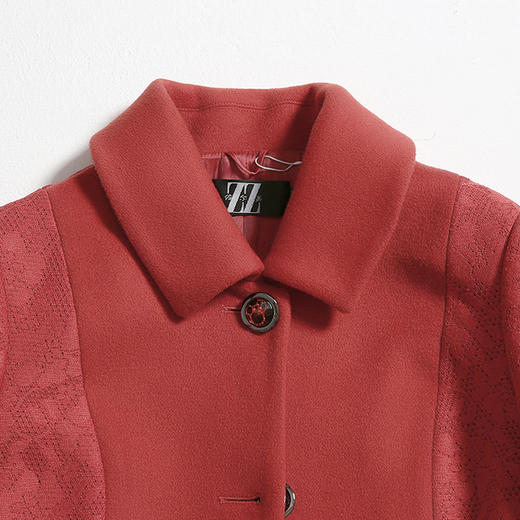 佐尔美新品秋冬新品女装短款纯色花案妈妈装毛呢外套E64ZD43 商品图2