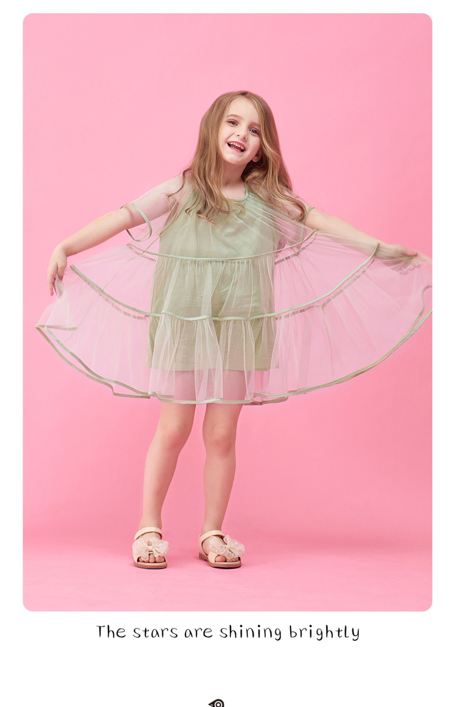 littletime童装2020夏装新款女童纱裙清新公主裙夏蓬蓬网纱连衣裙