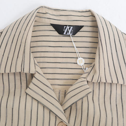 佐尔美秋季新款潮流条纹西装领长袖收腰长风衣E93FC14 商品图1