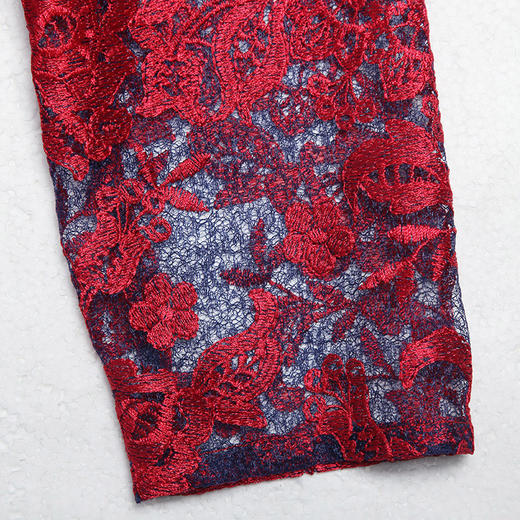 佐尔美新品初秋新品气质镂空优雅复古中长袖蕾丝连衣裙E81LL11 商品图2