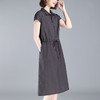 XFFS-1918新款棉麻显瘦纯色中长款大码宽松收腰裙子 商品缩略图0
