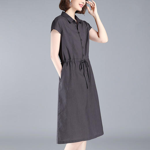 XFFS-1918新款棉麻显瘦纯色中长款大码宽松收腰裙子 商品图0