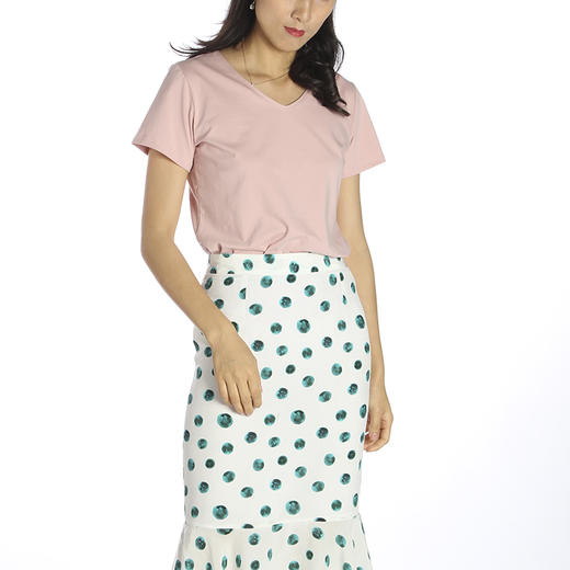 丁摩 纯棉短袖显瘦V领T恤18-02DB99-24.05.31 商品图11