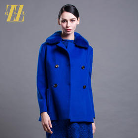 佐尔美冬款毛领羊毛大衣纯色修身显瘦毛呢大衣外套E54ZT27