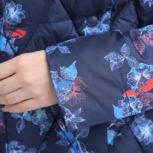 佐尔美冬季新款印花修身长款貂毛领羽绒服女E84YO04 商品图2