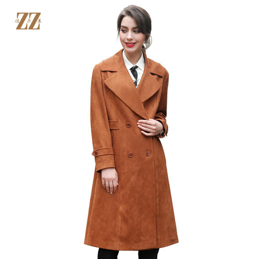 佐尔美春秋季新品纯色典雅减龄中老年女士过膝风衣外套E83FZ07 商品图0