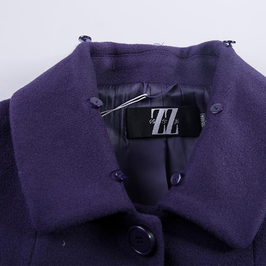 佐尔美冬季新款修身羊毛大衣单排扣毛领纯色外套女E54ZH16 商品图3