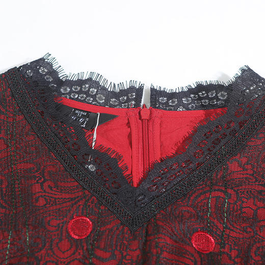 佐尔美春秋季新品复古波点镂空蕾丝气质女士中长裙E91LL25 商品图2