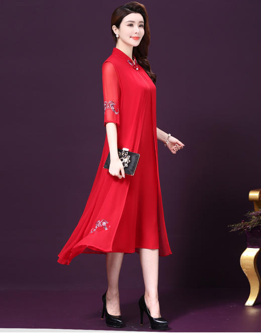 WXY-18175新款时尚两件套大码重磅桑蚕丝真丝连衣裙 商品图4