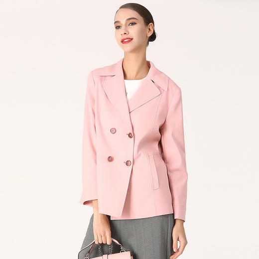 佐尔美新品秋季女装纯色百搭修身显瘦中老年风衣外套E73FD04 商品图1