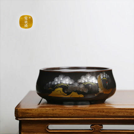 莺歌烧朱地金山纹矮炉电陶炉 家用煮茶茶炉 台式小型铁壶银壶泡茶煮茶器 商品图2