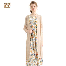 佐尔美夏季新款纯色简约七分袖中老年春秋夏长款针织毛衫E91ZM35