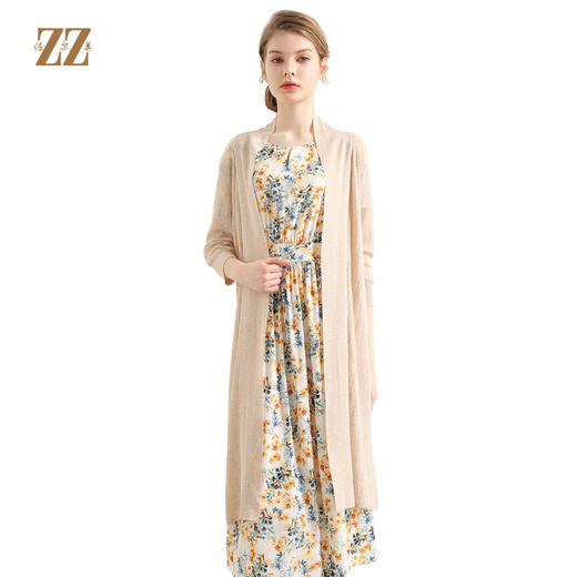 佐尔美夏季新款纯色简约七分袖中老年春秋夏长款针织毛衫E91ZM35 商品图0