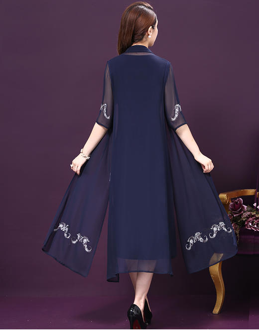 WXY-18175新款时尚两件套大码重磅桑蚕丝真丝连衣裙 商品图3