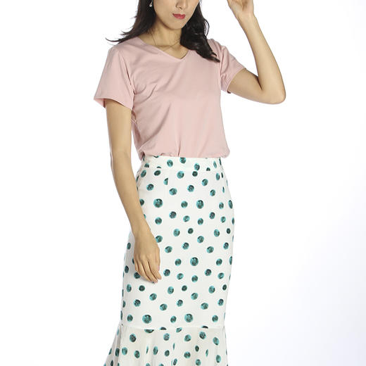 丁摩 纯棉短袖显瘦V领T恤18-02DB99-24.05.31 商品图4