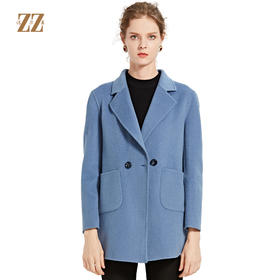佐尔美新品秋冬新品中老年简约款女士纯色羊毛双面呢中褛E84SM01
