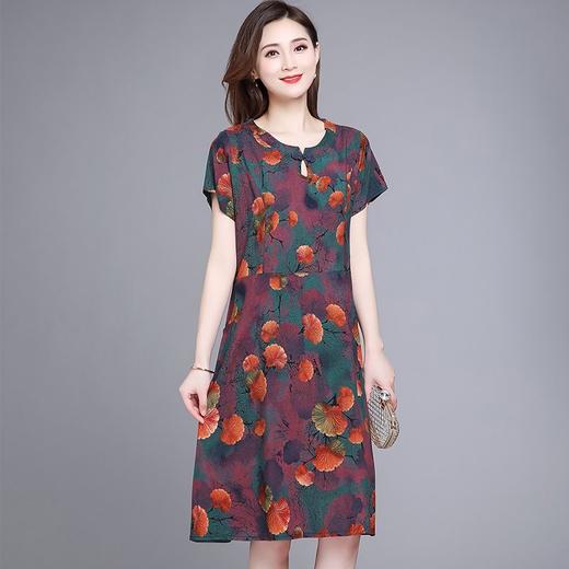 MQ-XFR2688夏季新款显瘦大码绵绸印花连衣裙YY 商品图1