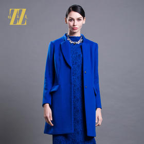 佐尔美冬季新款大码女装修身显瘦纯色羊毛大衣女毛呢外套E54ZZ34