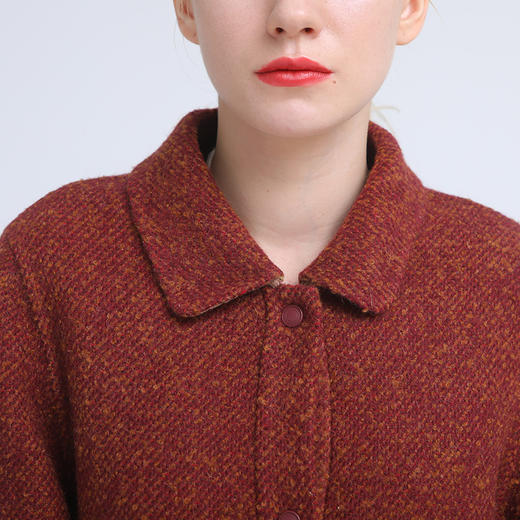 佐尔美冬季新款毛呢大衣中长款复古羊毛双面呢外套E84SM05 商品图1