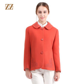 佐尔美新品秋冬新品纯色复古单排扣短款女毛呢外套E64ZD24