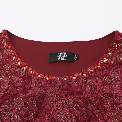 佐尔美佐尔美秋装女新款假两件蕾丝碎花修身连衣裙E73LL22 商品图1