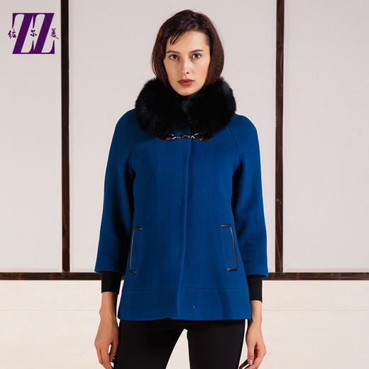 佐尔美女装中袖羊毛大衣短款毛大毛领毛呢外套女E54ZH29 商品图0