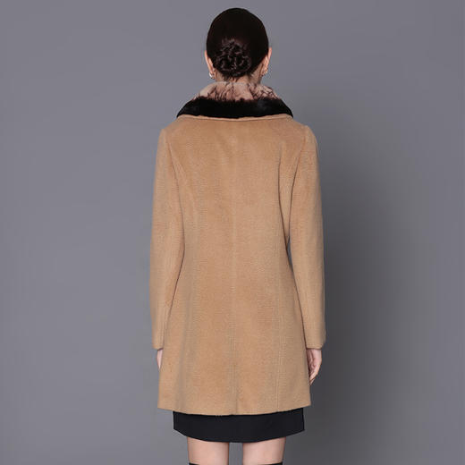 佐尔美气质优雅不规则兔毛领中长羊毛外套Z14ZT32 商品图4