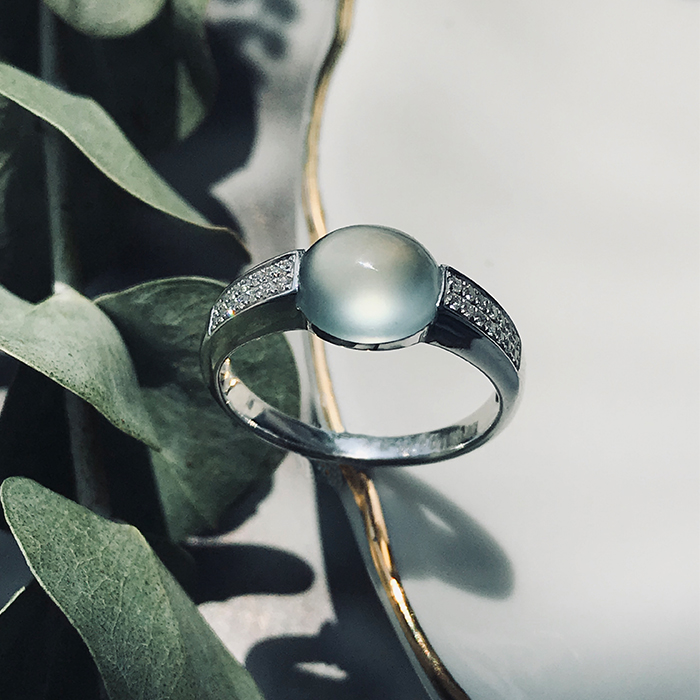 白冰翡翠白金戒指（可定制）