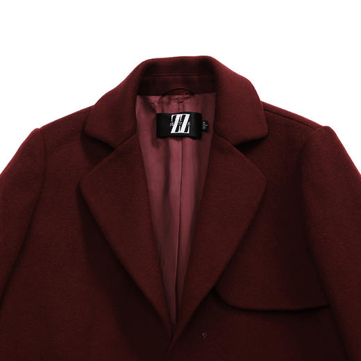 佐尔美冬季新品女士纯色中长款修身羊毛外套E74ZZ33 商品图1