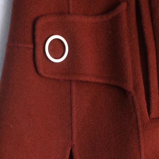 佐尔美秋冬新款简约气质修身中长款纯色羊毛双面呢大衣E74SM05 商品图3