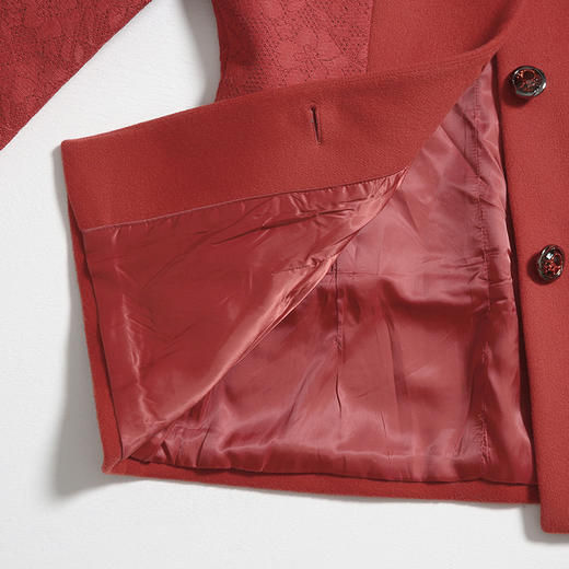 佐尔美新品秋冬新品女装短款纯色花案妈妈装毛呢外套E64ZD43 商品图4