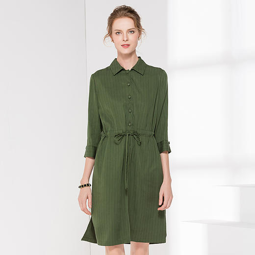 佐尔美新品秋季新品职场风条纹束腰女士中袖外套E81SO14 商品图1