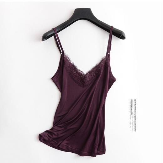 雀说 桑蚕丝宽松V领花边真丝吊带小背心JSY007 CN24-DJ99 商品图5