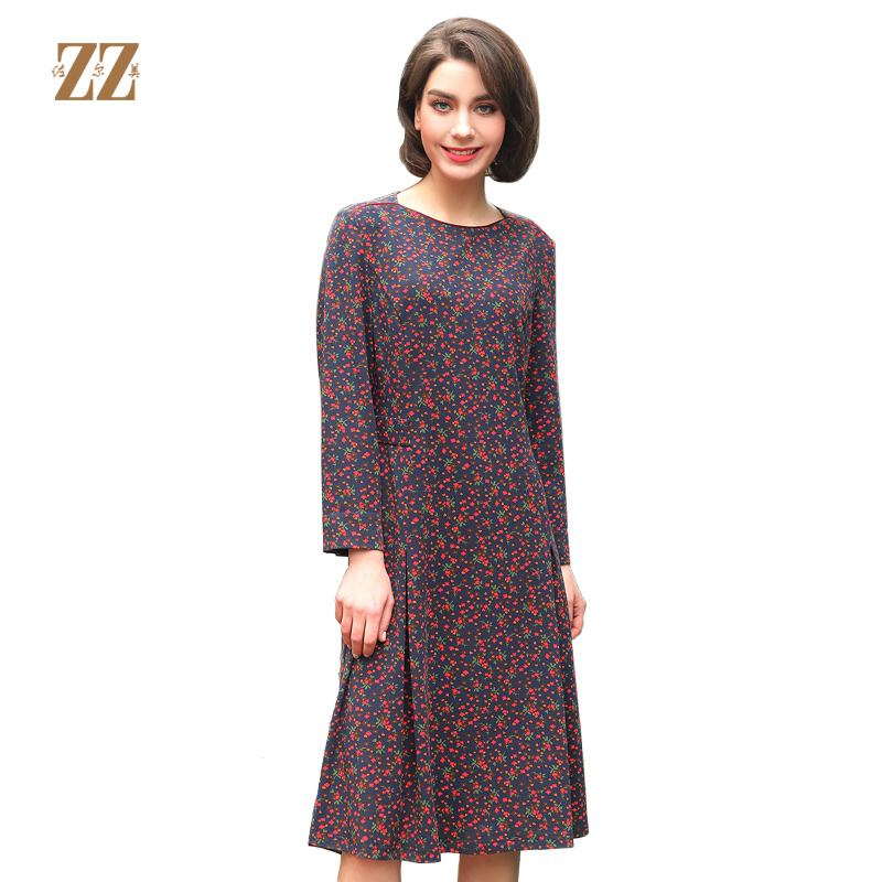 佐尔美春秋新品优雅气质休闲时尚复古波点收腰修身连衣裙E83LL43