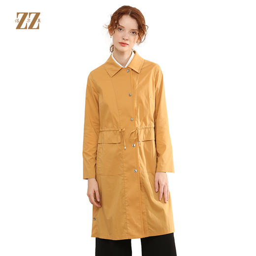 佐尔美秋季新款气质直筒通勤中长款纯色简约风衣E93FC27 商品图0