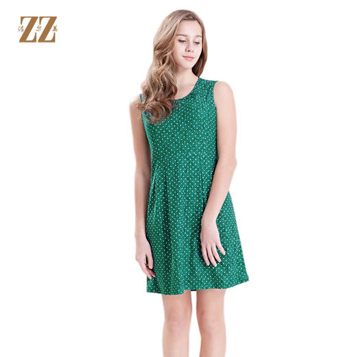佐尔美夏季女装裙甜美淑女清新度假风无袖圆领连衣短裙E63LL11 商品图0