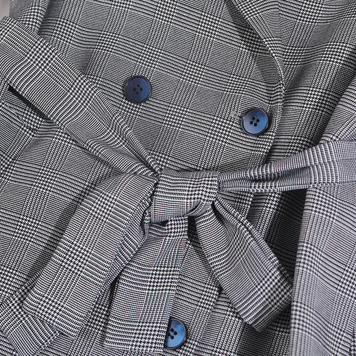 佐尔美春秋节新品格纹气质灰女士中长款过膝风衣潮流外套E83FZ37 商品图3