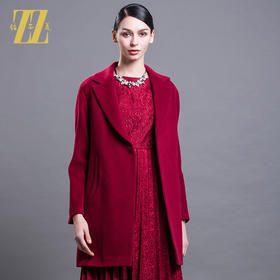 佐尔美冬季新款纯色中长款女装修身羊毛大衣毛呢外套女E54ZZ14