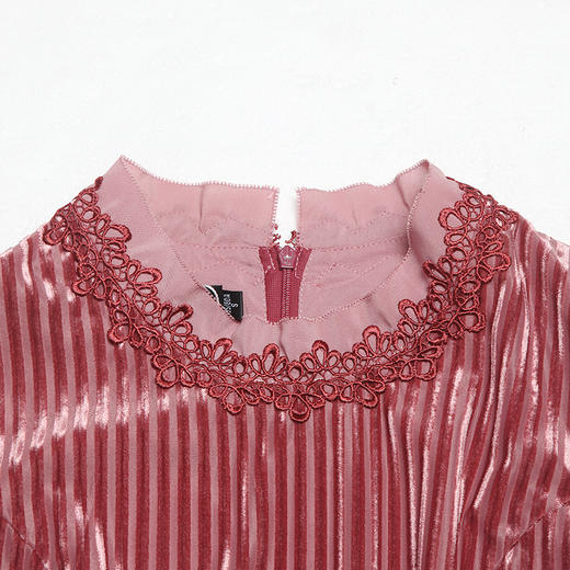 佐尔美新品秋季新品纯色淡雅修身束腰中长群丝绒连衣裙E83LL25 商品图2