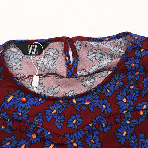 佐尔美新品春秋季新品女士修身显瘦碎花中长款连衣裙E73LL41 商品图2