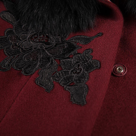 佐尔美新品冬羊毛大衣女新款毛领大码毛呢外套中长款E44ZH39 商品图3