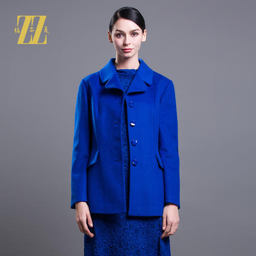 佐尔美冬装纯色修身大码女装单排扣羊毛大衣女毛呢外套冬E54ZD22 商品图0